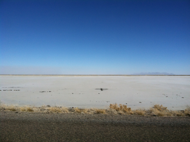 The Bonneville Salt Flats from I-80.